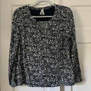 Pact Teal and Cream Floral Top